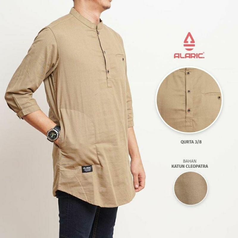 KURTA LENGAN 3/4 PAKAIAN MUSLIM/ PAKAIAN PRIA MUSLIM/ KURTA ALARIC/KOKO