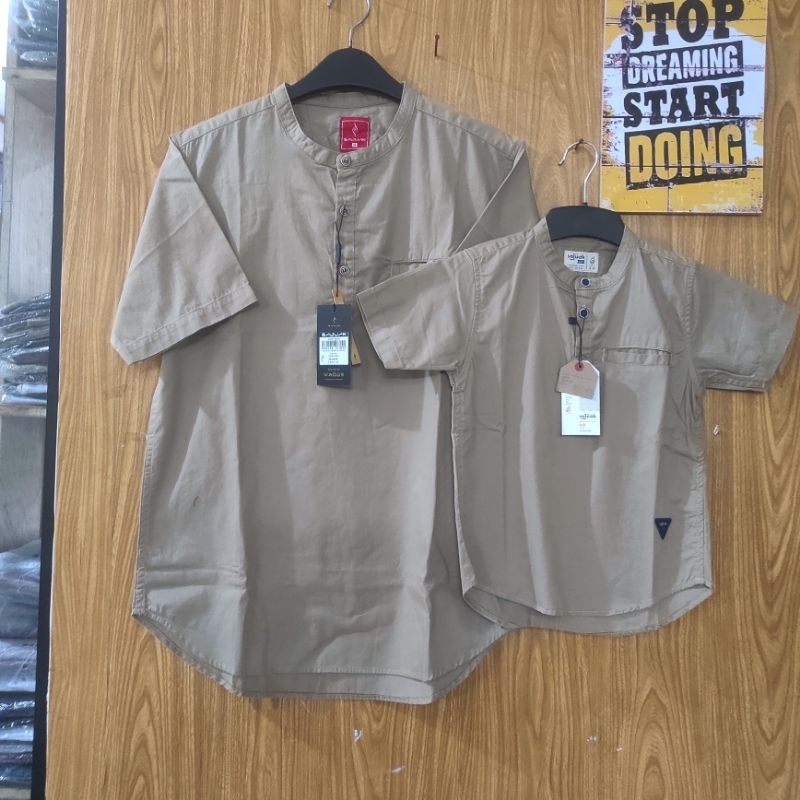 BAJU KEMEJA KOKO KEMKO PASANGAN COUPLE AYAH ANAK LENGAN PENDEK KANCING 1/2 ORIGINAL TERBARU SAJUAK