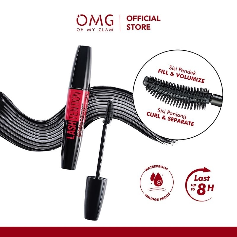 OMG Oh My Glam Lashtention Mascara Waterproof 6,5g | Maskara Waterproof Tahan Lama Hingga 8 Jam