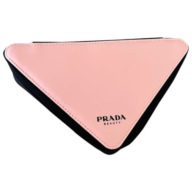 PRADA Beauty Case Bag Make-Up Travel Pink Toiletry Wash Black Triangle