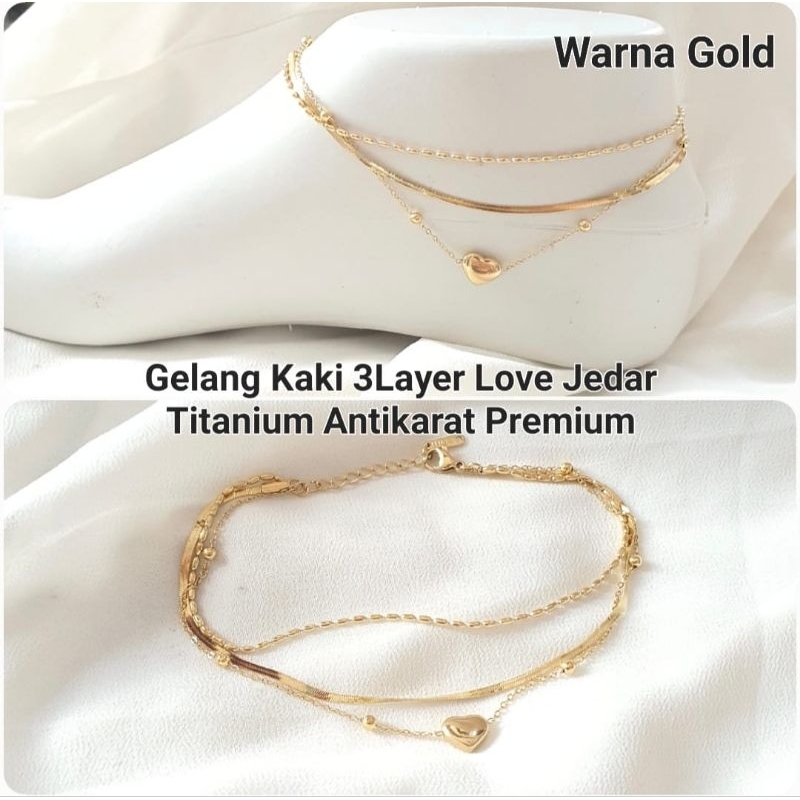 Gelang Kaki 3Layer Love Jedar