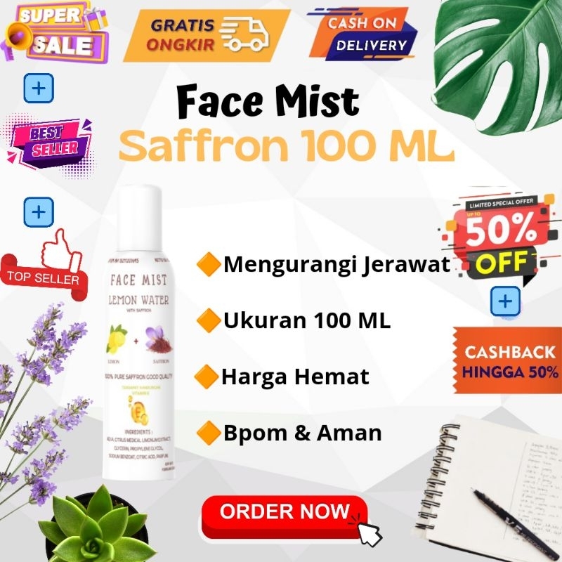 FACEMIST SAFFRON 100 ML (BPOM) WITH WATER LEMON DAN VIT E  / AIR SAFRON /AIR SAFRON
