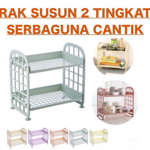 ONLYONE12 Rak Susun Mini Plastik / Rak 2 Susun Mini / Rak Meja Mini 2 Tingkat / Rak Meja Serbaguna / Rak Kosmetik / Rak Bumbu Dapur Rak Serbaguna