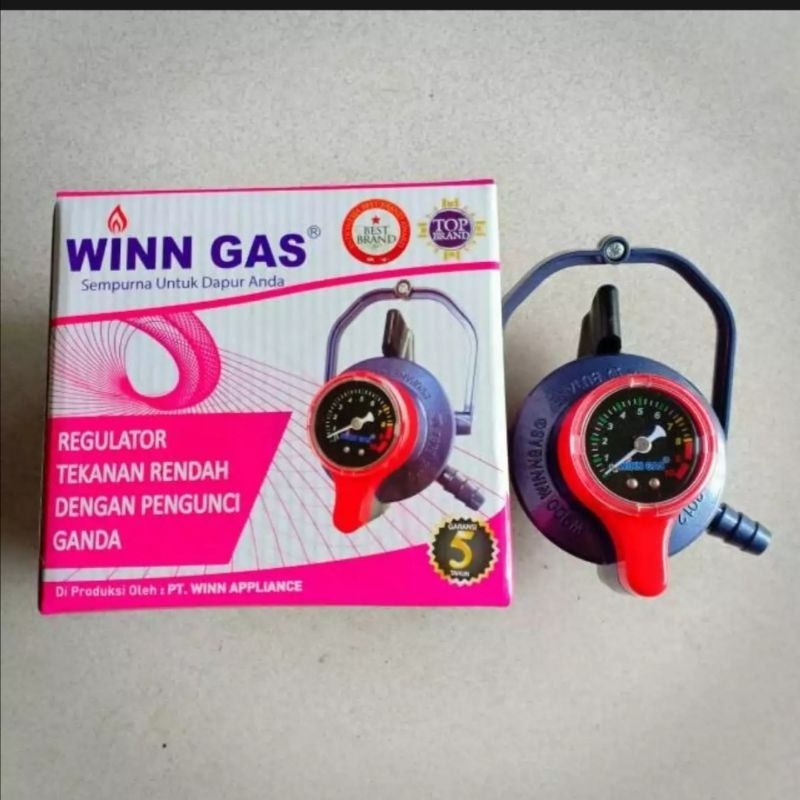 Regulator Win Gas W900M Doble Lock + slang 2 Meter dan cleam 2pcs