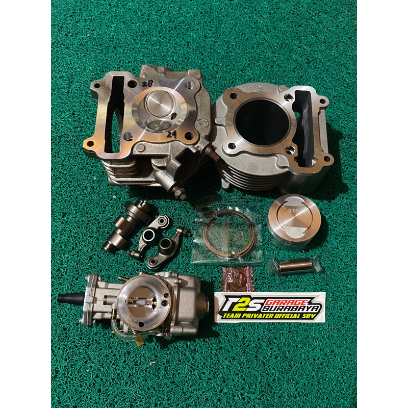 Paket Bore UP Mio 150CC Spek 58.5 Klep 28/24 Set Komplit Cam Rra + Karbu Pwk 28/30