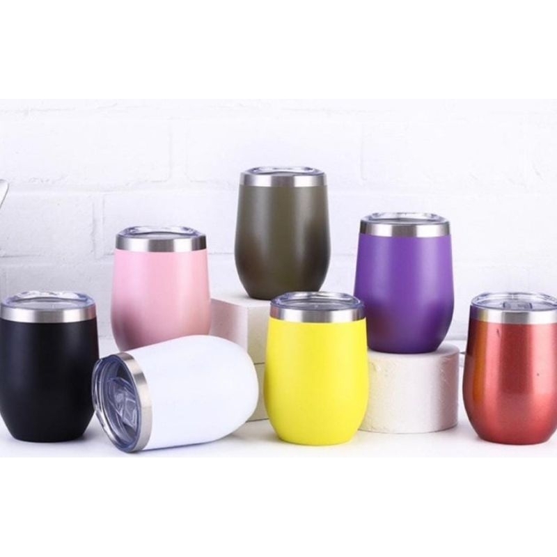 Mug U 360ml hitam putih silver GELAS STAINLESS MODEL MUG