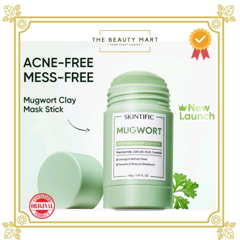 Skintific Mugwort Anti Pores &amp; Acne Clay Stick 40g Masker Wash Off Masker Clay
