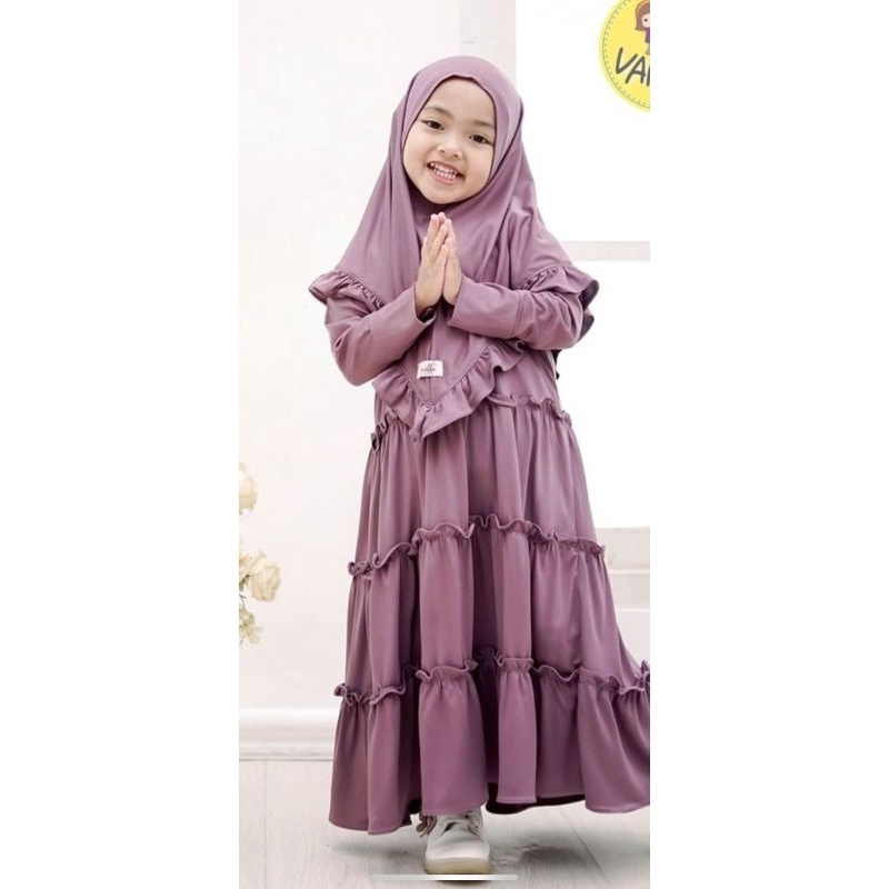 GAMIS ANAK TERBARU 1-9 TAHUN JERSEY PREMIUM SET HIJAB SYAR'I REMPEL SUSUN /GAMIS ANAK PEREMPUAN/MODEL GAMIS ANAK