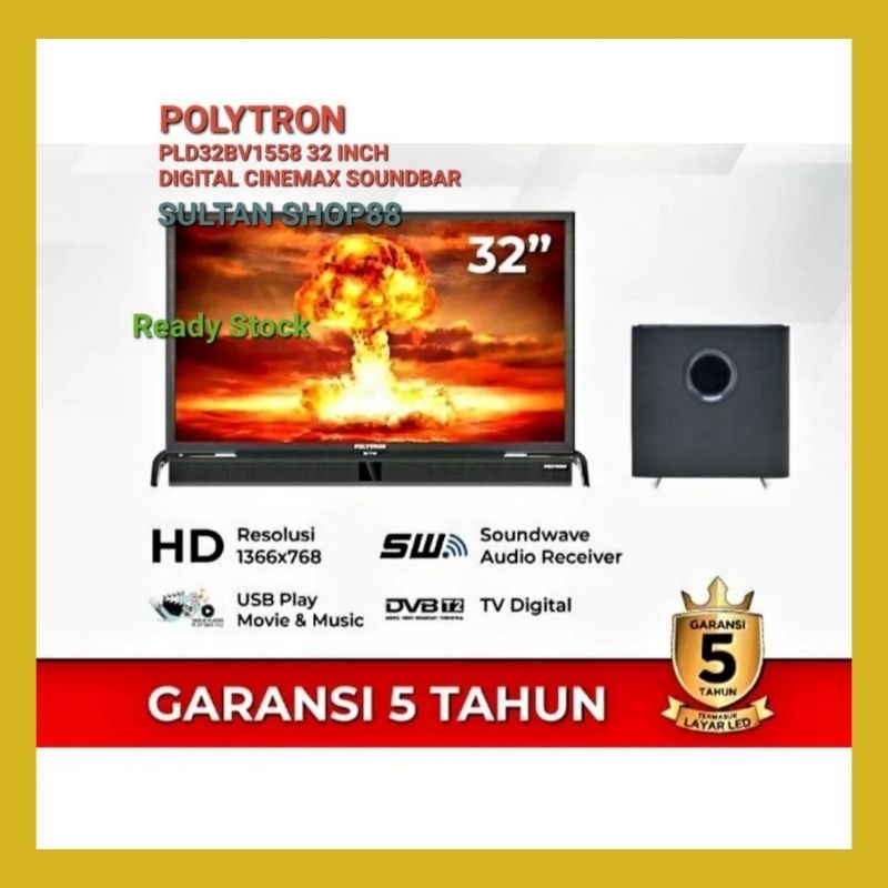POLYTRON LED TV PLD32BV1558 32 INCH DIGITAL CINEMAX SOUNDBAR