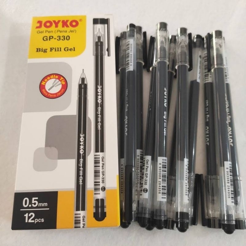 

[BOX ISI 12] PULPEN JOYKO GP-330 HITAM 0.5 MM BIG FILL GEL / BALLPOINT GEL / GEL PEN BOLPEN / PULPEN CAIR