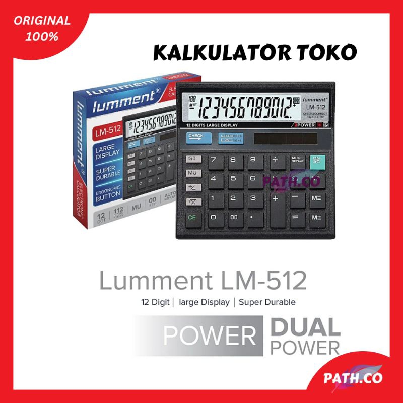 

Lumment Calculator / Kalkulator Toko | Bisnis | Kerja LM-512 Dual Power Battery & Tenaga Surya