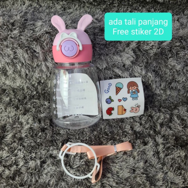 Botol Kelinci Transparan Free Sticker Momo dan Tali 700ml