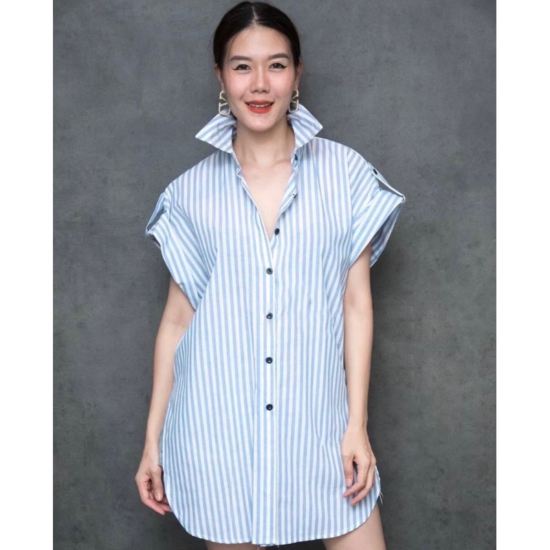 atasan casual wanita / shirt kemeja wanita / kemeja salur