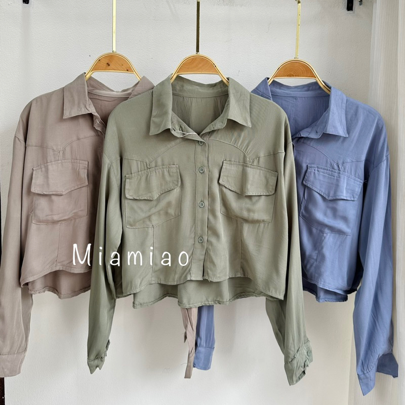 SEORINA SHIRT CANTIKA TOP RAYON TWILL POCKET KEMEJA