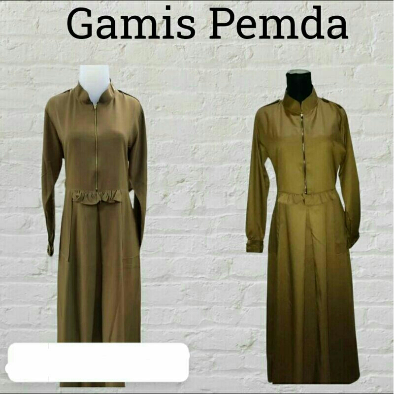 Gamis Pemda Khaki bahan Toyobo Fodu Import