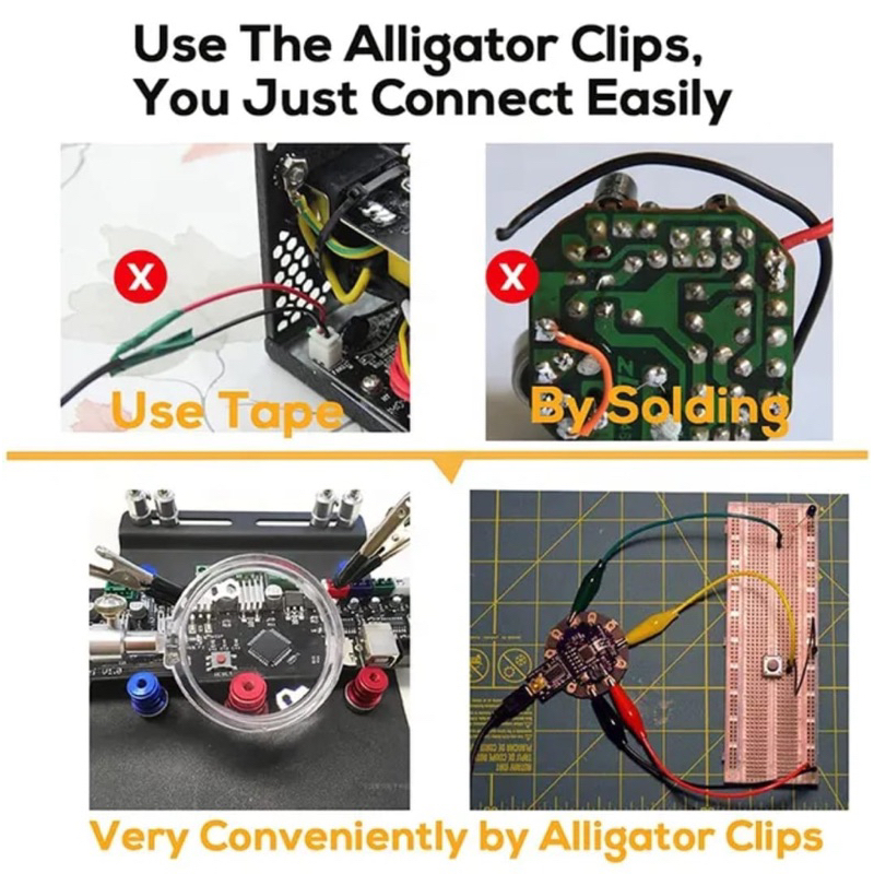 10 Set Kabel Capit Buaya Aligator Jumper Clip Panjang 50 cm