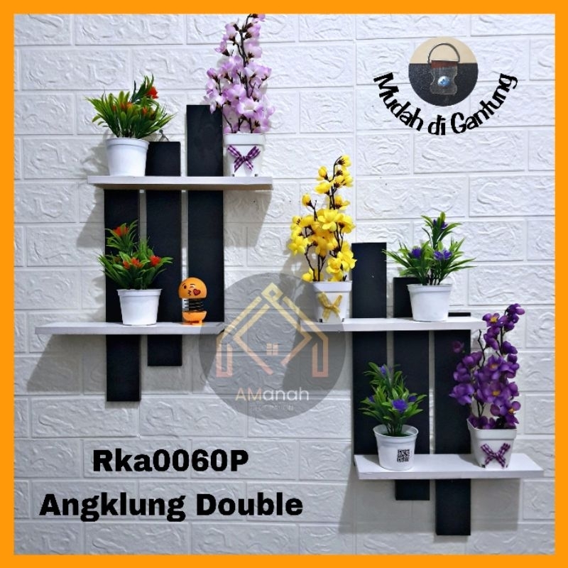 [COD] RAK DINDING MINIMALIS MODEL ANGKLUNG RKA0060 - RAK KAYU PAJANG TEMBOK ISI 2