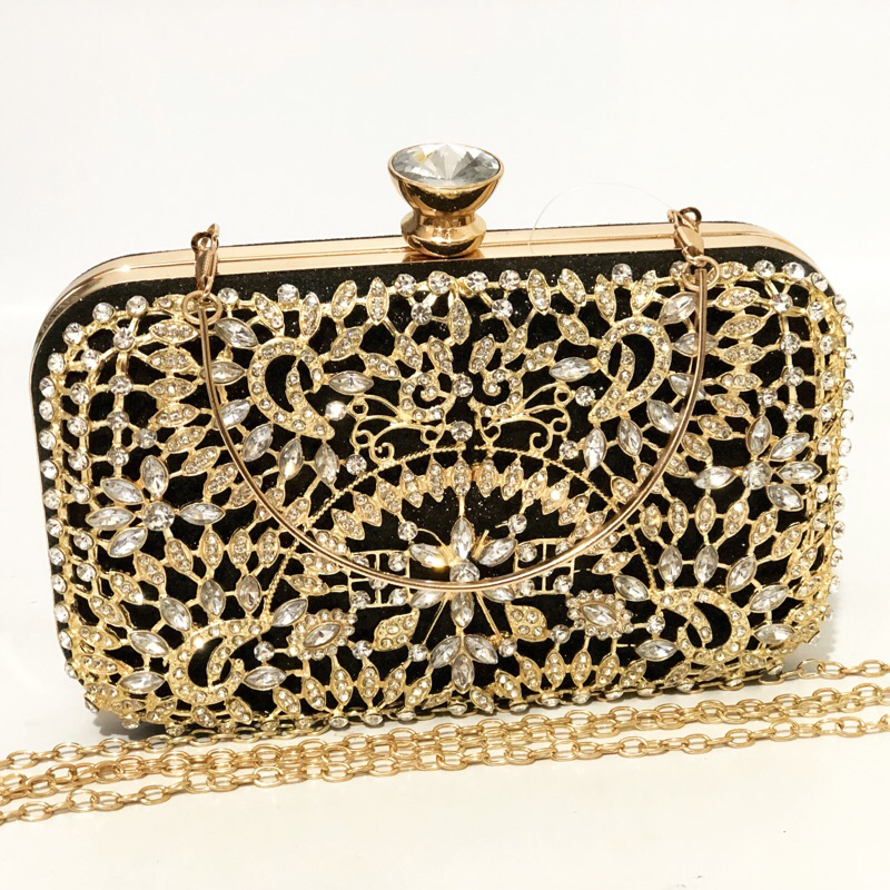 Tas Pesta NAOMI Embellished Crsytal Box Clutch