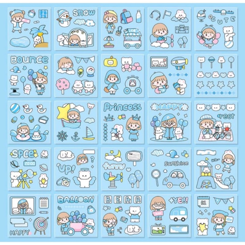 STIKER KARTUN KOREA ISI 100pc DIY multifungsi