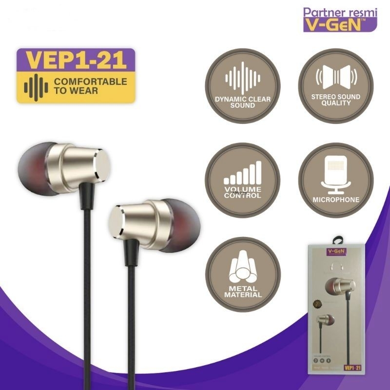 Headset V-GEN VEP1-21 EXTRA BASS Handsfree VGEN VEP121 EXTRABASS Earphone V-GEN VEP1-21 EXTRA BASS