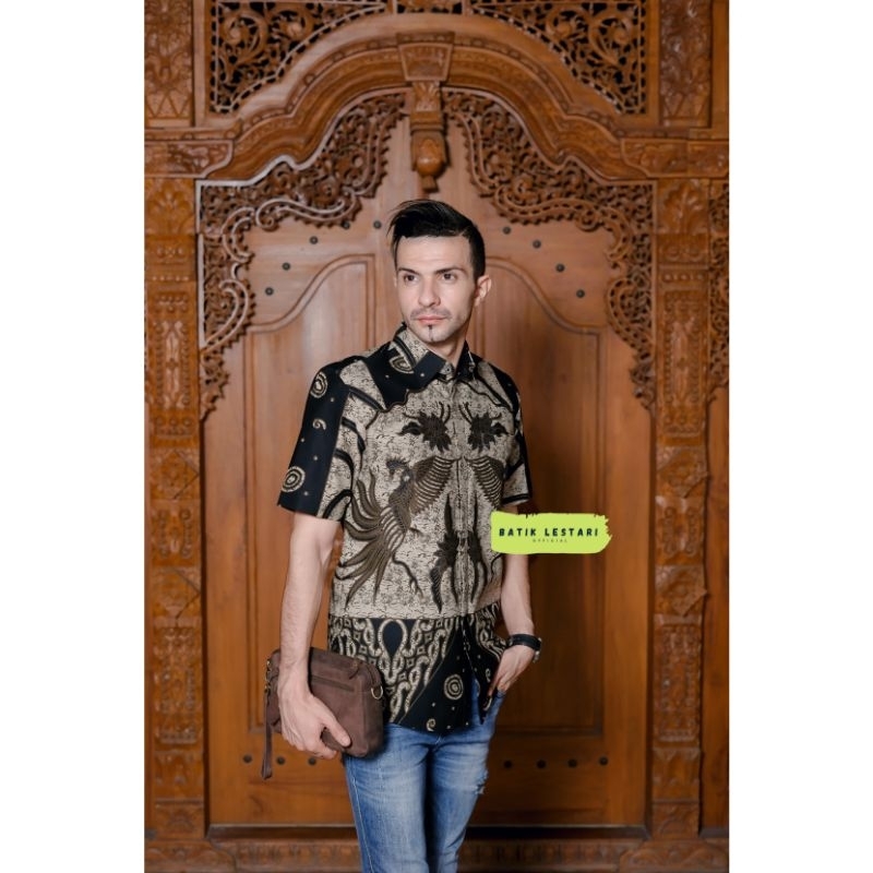 PARIKESIT ABSTRAK Baju Batik Pria Lengan Pendek Slimfit Premium Modern Full Furing