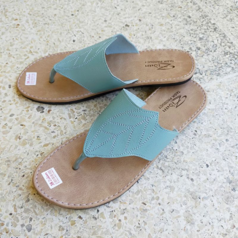 Sandal Jepit Wanita Papirut Flat SoL Karet Motif Daun