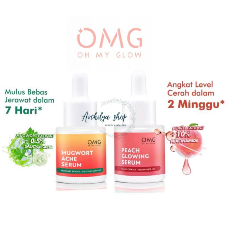 OMG Serum Mugwort Acne Serum dan Peach Glowing Serum 20ml