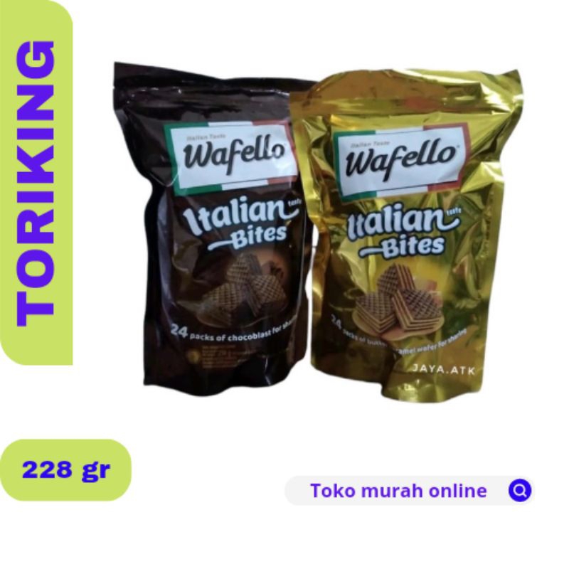 

WAFER WAFELLO ITALIAN BITES POUCH BESAR 228Gram - COKLAT/CARAMEL