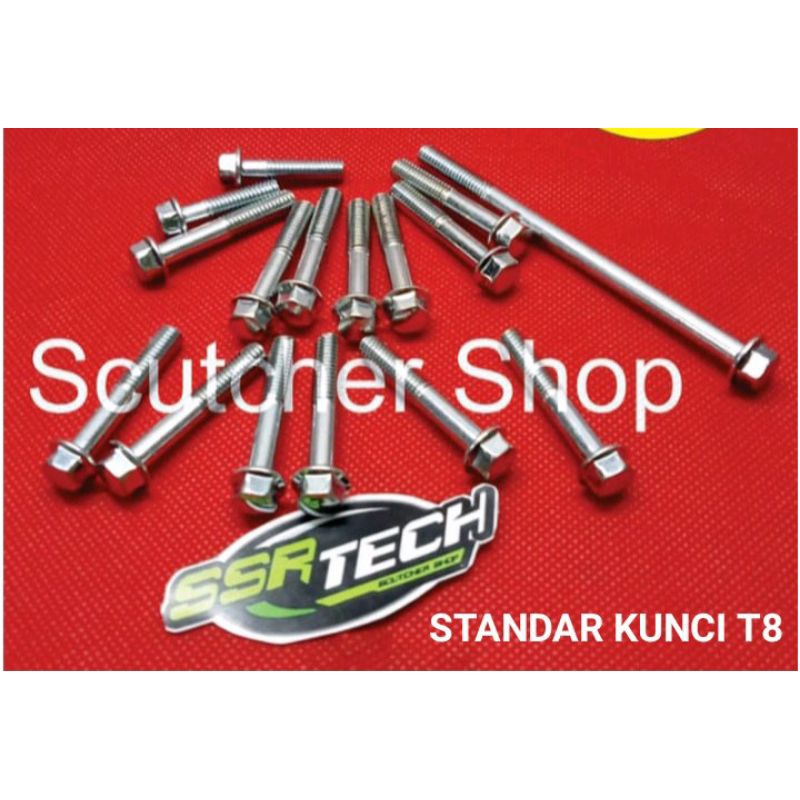 1 Set Baud Baut Tutup Blok CVT Beat Vario Scoopy PCX ADV Stainless Kunci L Dan Model Standar Kunci T8