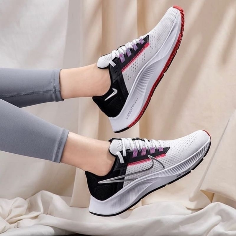 BIG SALE SEPATU WANITA NIKE ZOOM PEGASUS 37 WHITE BLACK 100% ORIGINAL