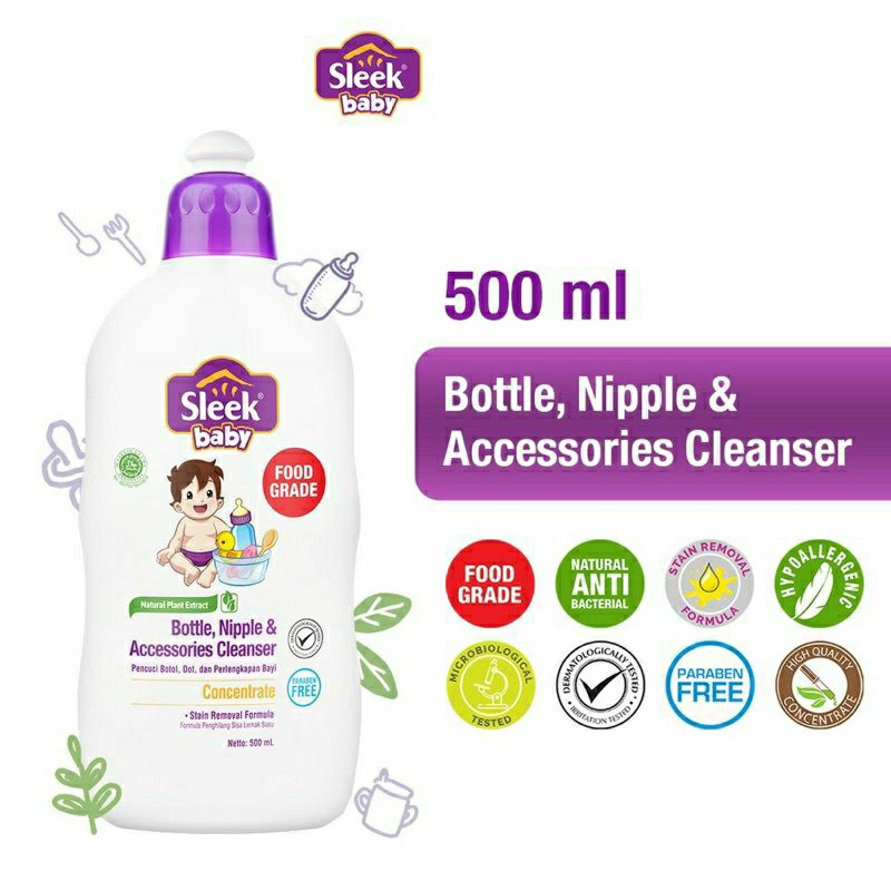 Sleek Baby Bottles &amp; Accessories Cleanser | Sabun Cuci Botol Bayi Liquid Cleanser 500ml 450ml 150ml 70ml