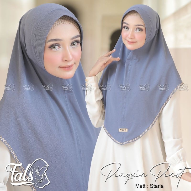 (Ori Fals) PINGUIN PICOT •jilbab instan jersey starla•jilbab pet instan