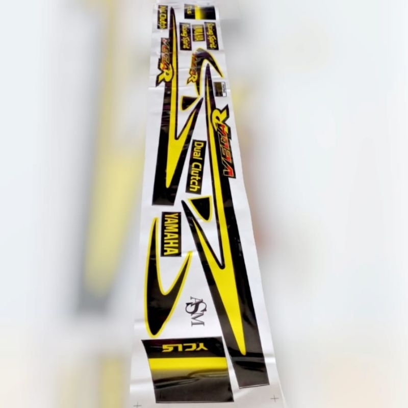 Sticker Striping Motor Yamaha Vega R Lama Custom SS Two Hitam Kuning Tahan Pernis Printing Cutting
