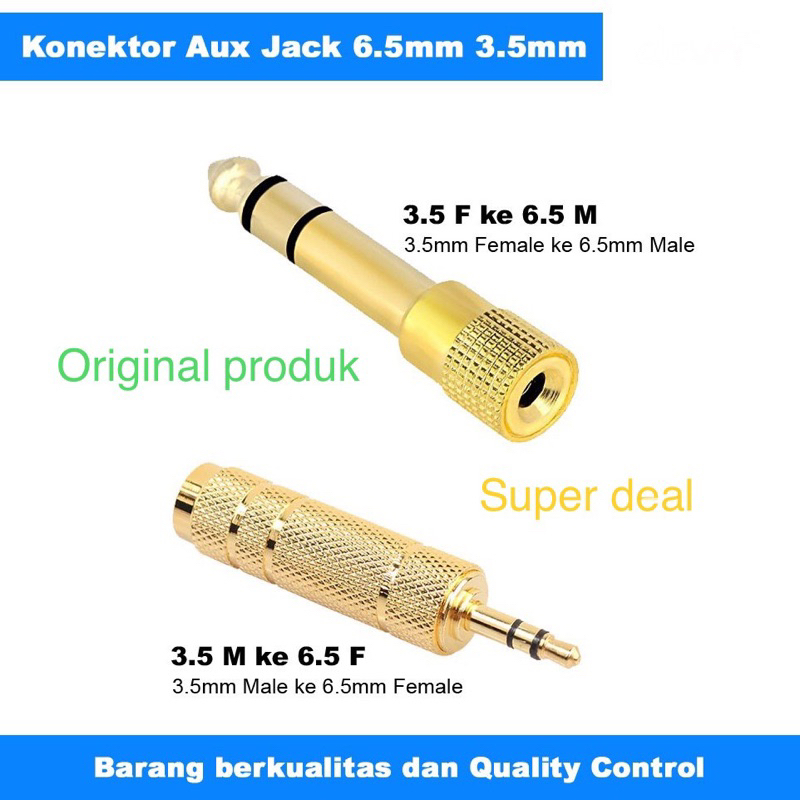 Konektor / connector Aux Jack 6.5mm ke 3.5mm - Headphone Jack Adapter 3.5mm (1/8) to 6.5mm (1/4) Stereo