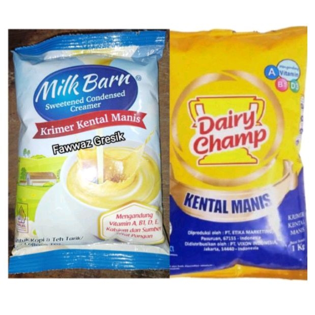 Susu Kental Manis Dairy Champ Milk Barn Bantal Bag 1kg / Milk Barn Dairy Champ Krimer Kental Manis Pouch 1 kg