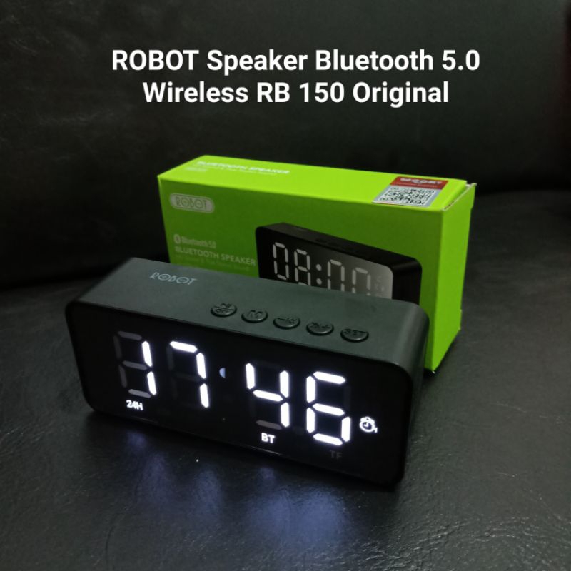 ROBOT RB150 Speaker Bluetooth 5.0 Alarm Led Indicator clock Suport Radio FM Original