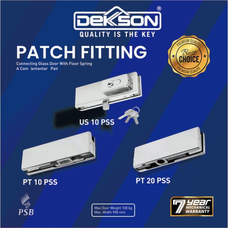 Paket Patch Fitting Set + Floor Hinge Dekkson FH DKS 84 Original Garansi