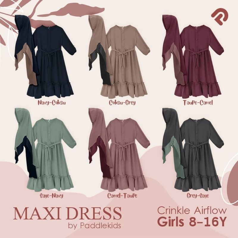 DRESS MAXI KATUN CRINKLE AIRFLOW BY PADDLEKIDS / GAMIS MAXI PADDLE KIDS NABLFASHION