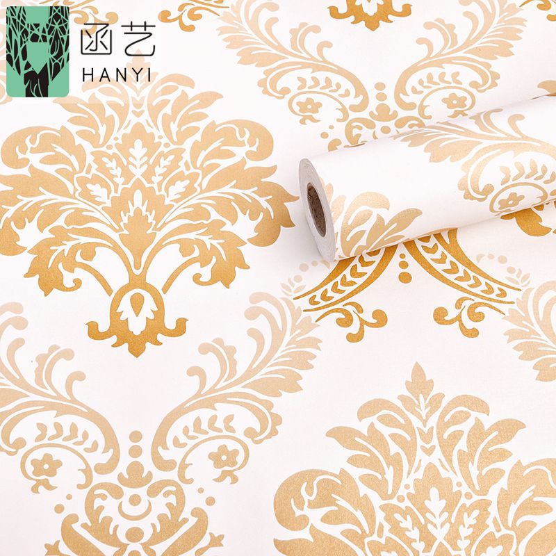 Wallpaper Dinding Sticker Dinding Warna Putih Batik Gold