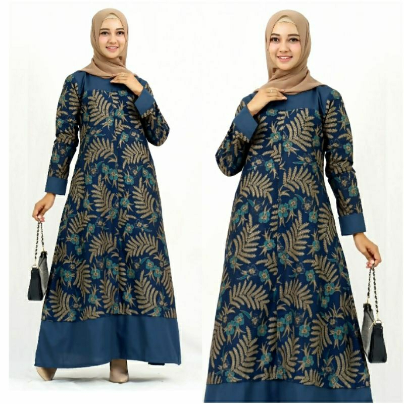 Couple Batik Gamis Modern Jumbo 4L-5L Sarimbit Longdress Muslim Seragam Pasangan Keluarga Big Size ATR