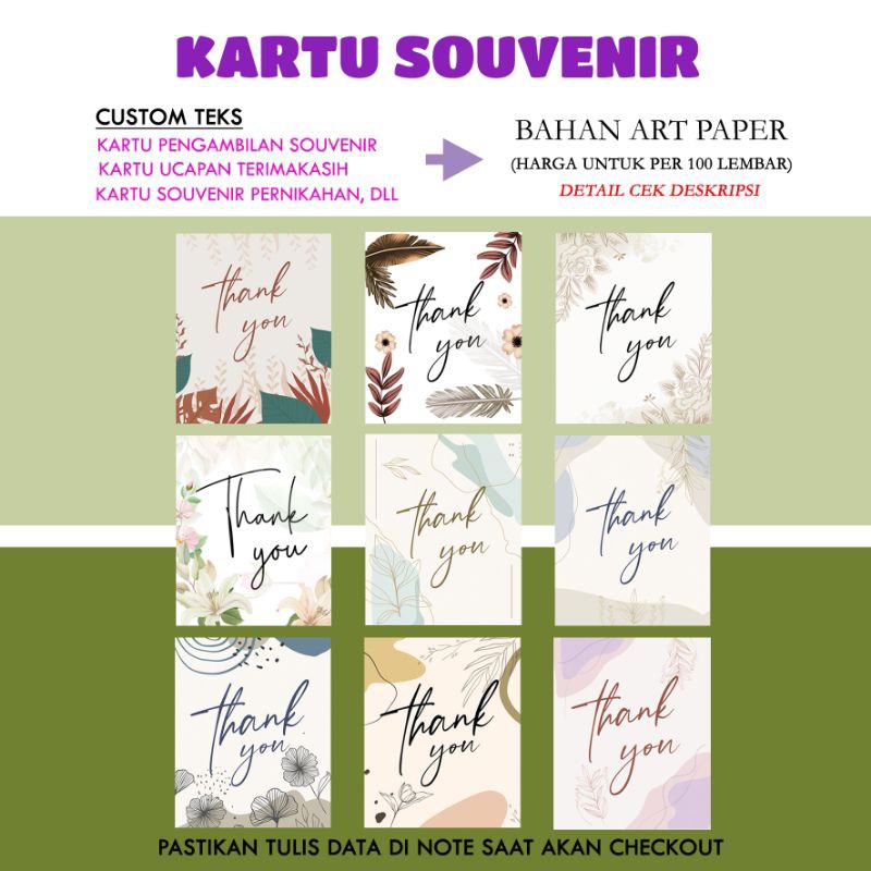 100 pcs custom kartu souvenir pernikahan