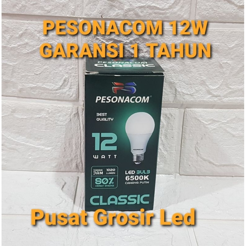 PAKET HEMAT 5 PCS LAMPU LED PESONACOM 12 WATT CAHAYA PUTIH GARANSI 1 TAHUN