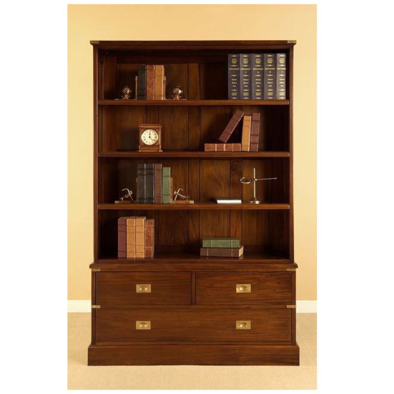Lemari Bookcase minimalis ruang tamu full kayu mahoni solid kombinasi kuningan lanawooden lemari ser