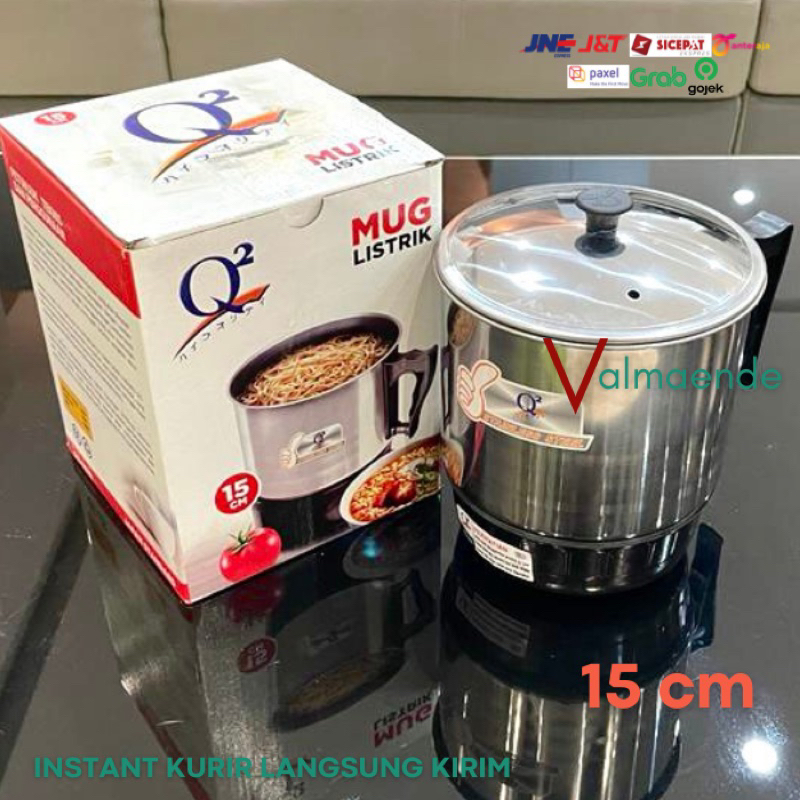 Mug Listrik Teko Listrik Panci Listrik Q2 Stainless Steel 1.500ml Pemanas Air Teko Masak Air Panci Rebus