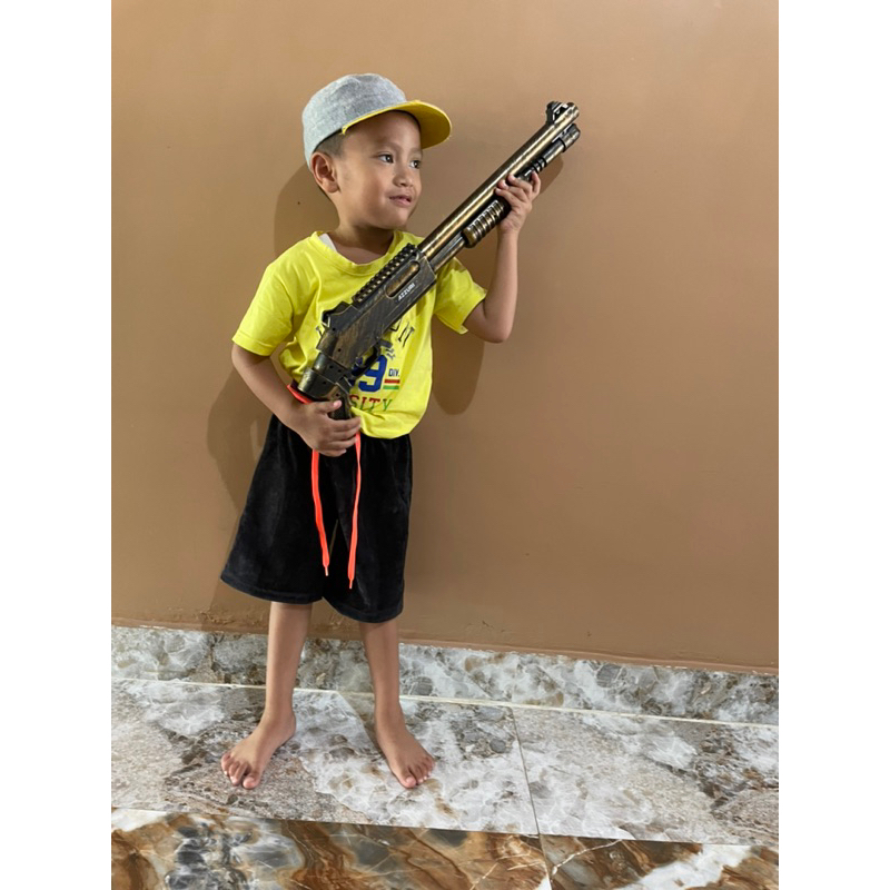 Pistol Mainan Shotgun Tembakan Shotgun Kokang Tembakan Azzuri Pistol Shotgun Mainan Anak