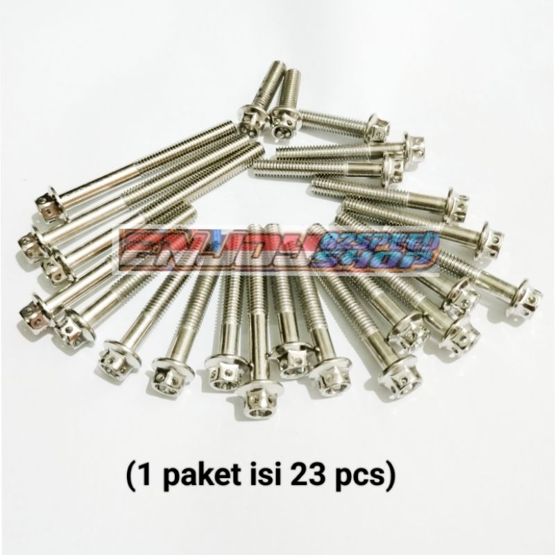 Baut blok mesin / baut bak mesin Tiger old / cb / gl / megapro isi 23 pcs