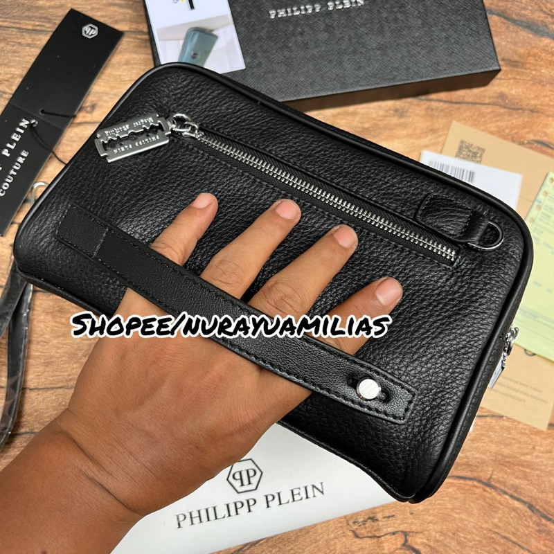 tas handbag pria philipe plein import kulit asli clutch pria mirror pp