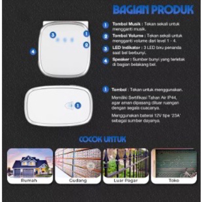 BEL WEIRLESS RUMAH KANTOR GUDANG RUKO WATERPROOF