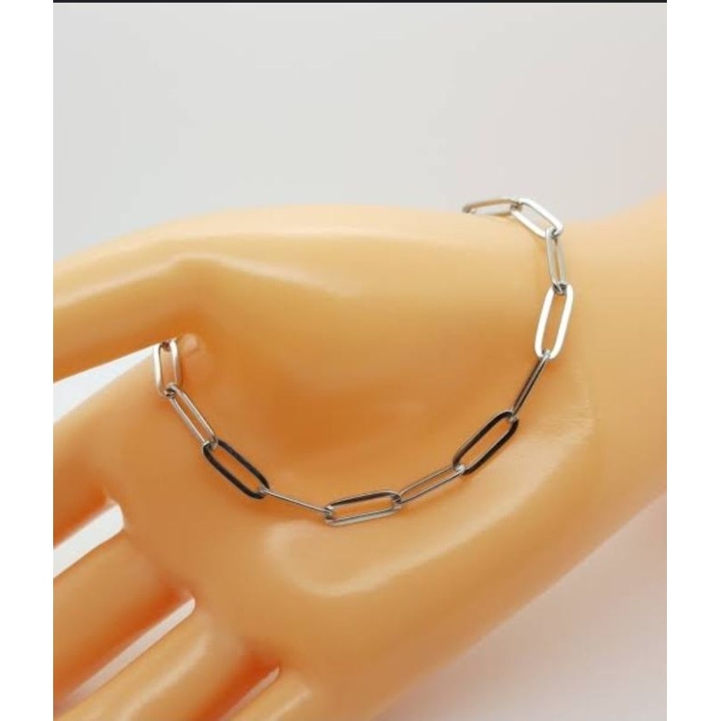 GELANG TITANIUM RANTAI KOTAK PRIA WANITA ANTI KARAT DAN TIDAK MUDAH LUNTUR STAINLESS STEEL