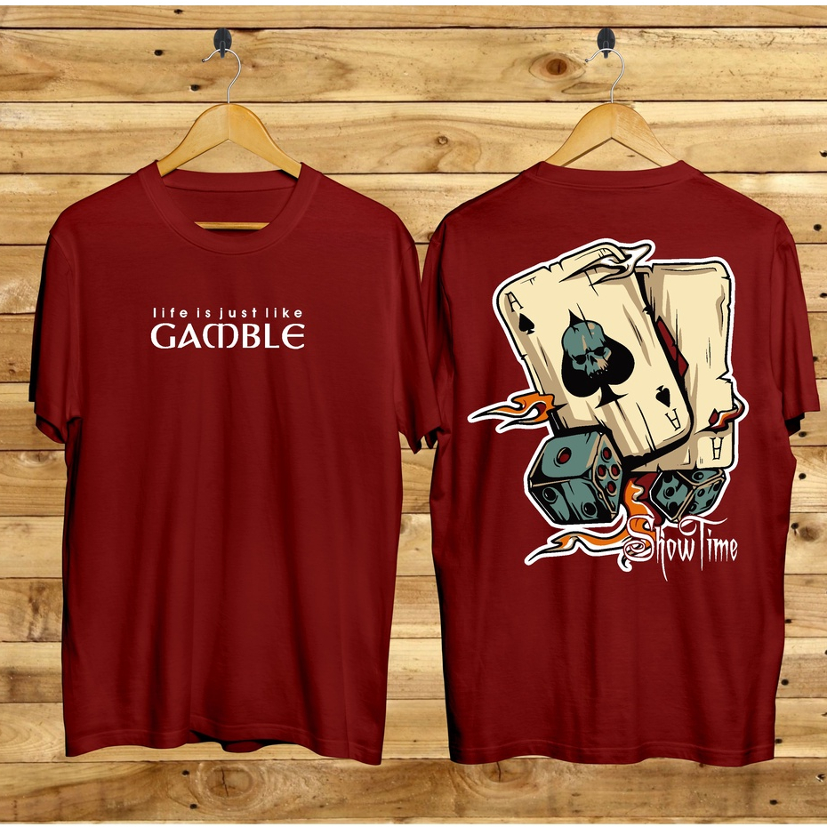 Kaos Tshirt Pria Terbaru Samurai Jepang Gamble Warna Maroon Distro Lengan Pendek Motif Sablon Bergambar Keren